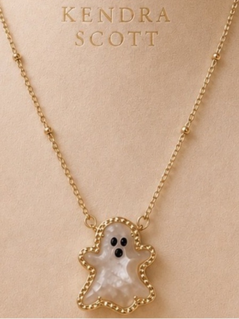 Kendra Scott White Mother-of-Pearl Ghost Necklace Gold NEW $75 - Picture 2 of 3